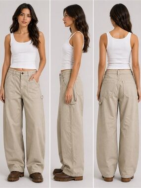 Böhme High Rise Utility Pants Women 28 Neutral Ecru Clean Girl Minimalist